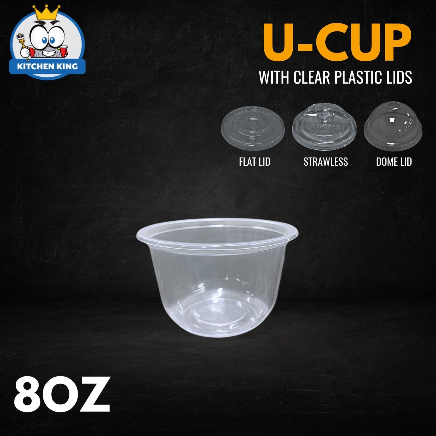Milk Tea Cups U-CUP 8oz Flat Lid / Strawless Lid / Dome Lid (50pcs) (Copy)