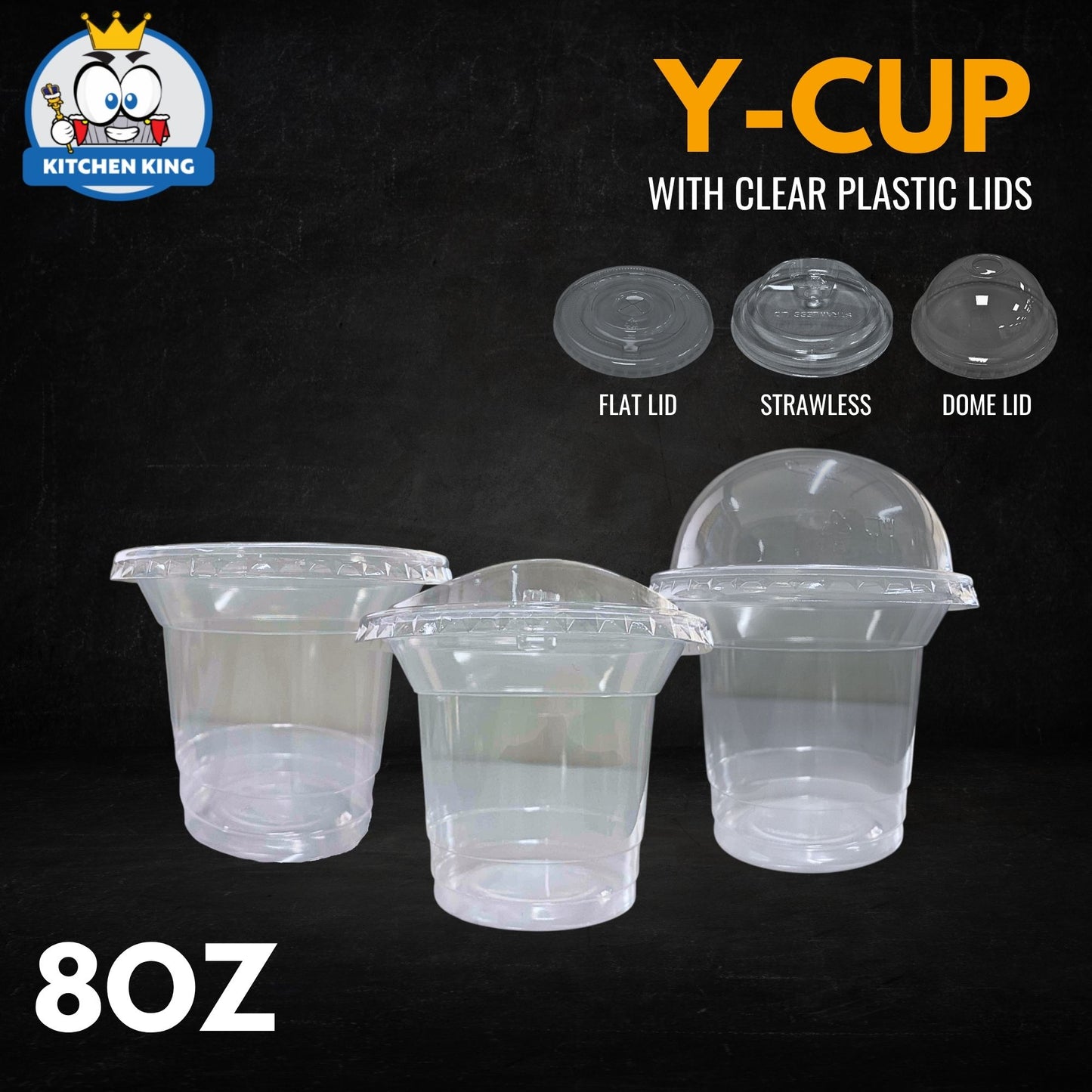 Milk Tea Cups Y-CUP 8oz Flat Lid / Strawless Lid / Dome Lid (50pcs) (Copy) (Copy)