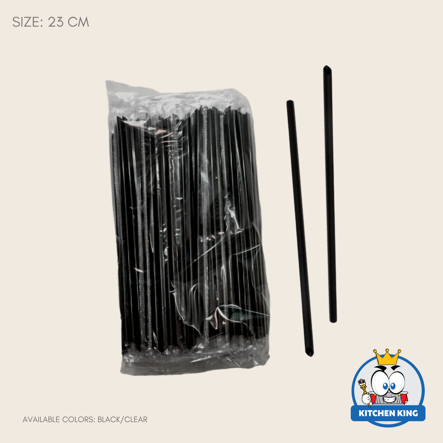 Thin Straw | Juice Straw Black/Clear - Individually Packed by 100's
