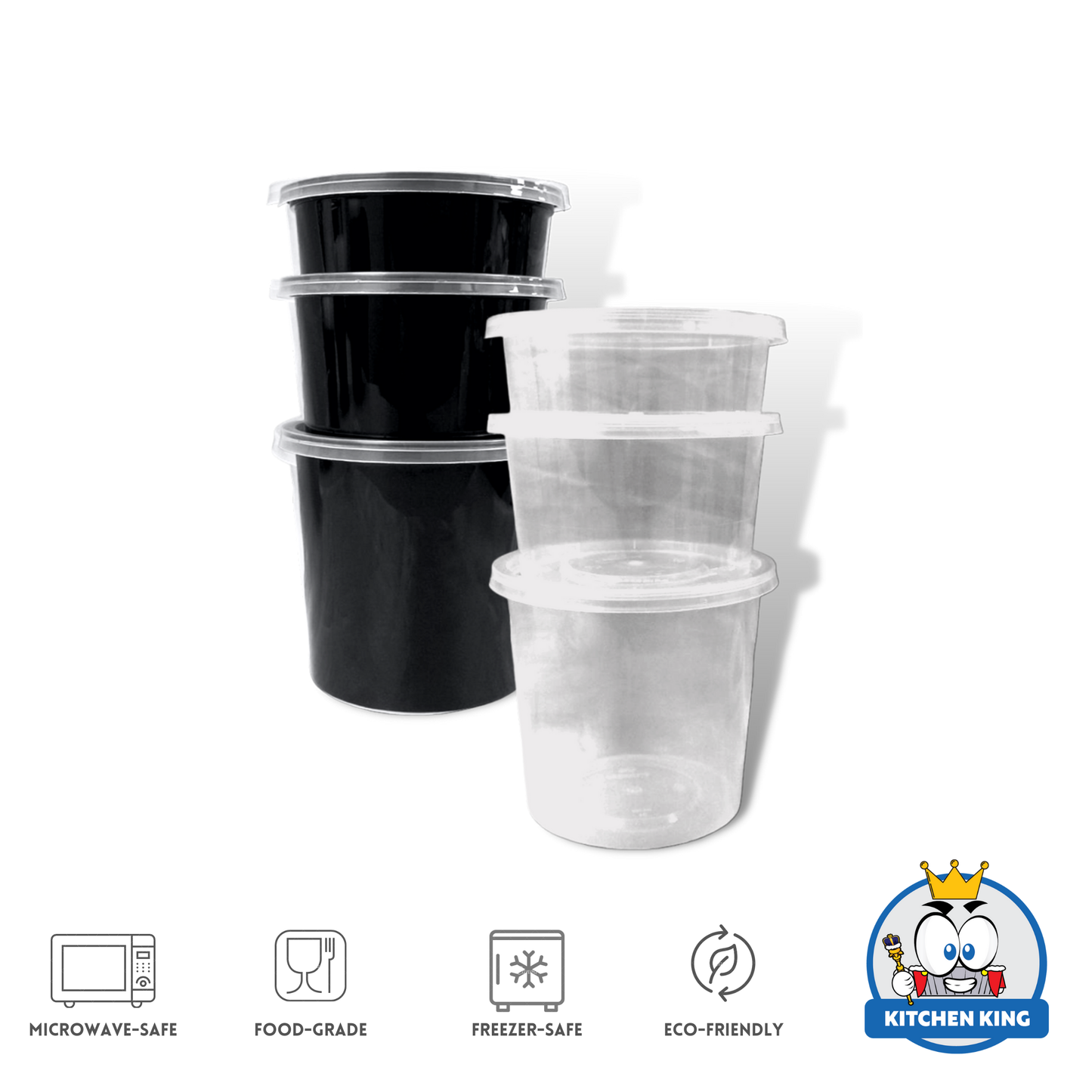 Microwaveable Round Plastic Container (By 10's)
