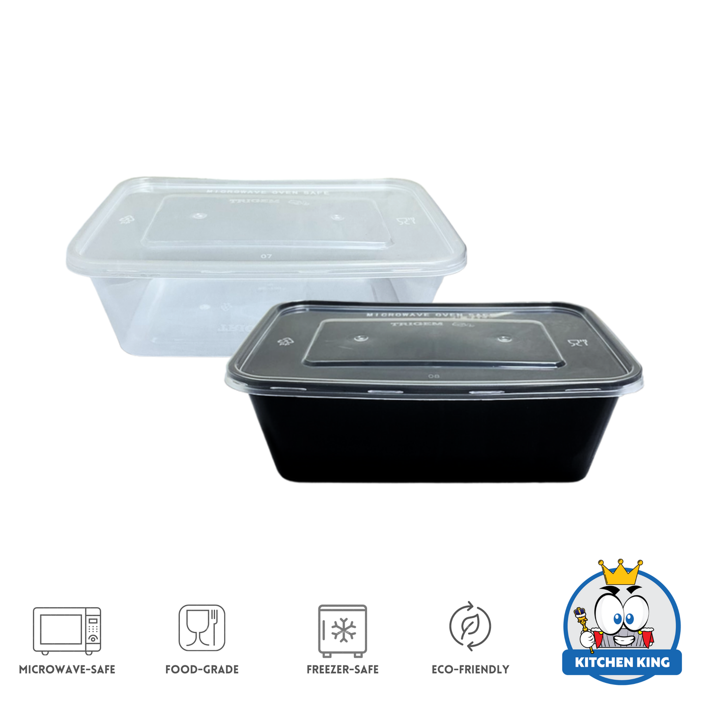 Microwaveable Rectangular Plastic Container (By 10's)