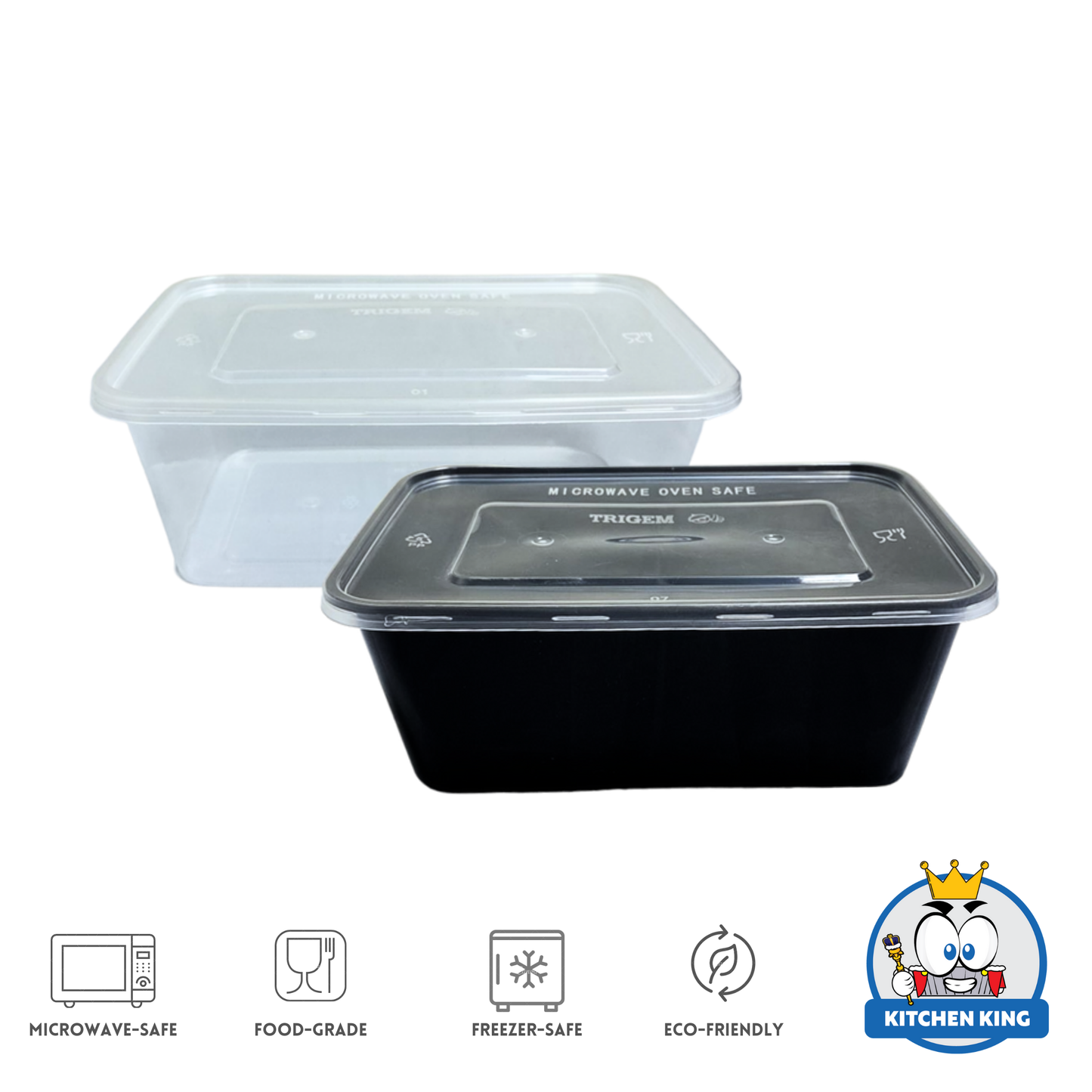Microwaveable Rectangular Plastic Container (By 10's)