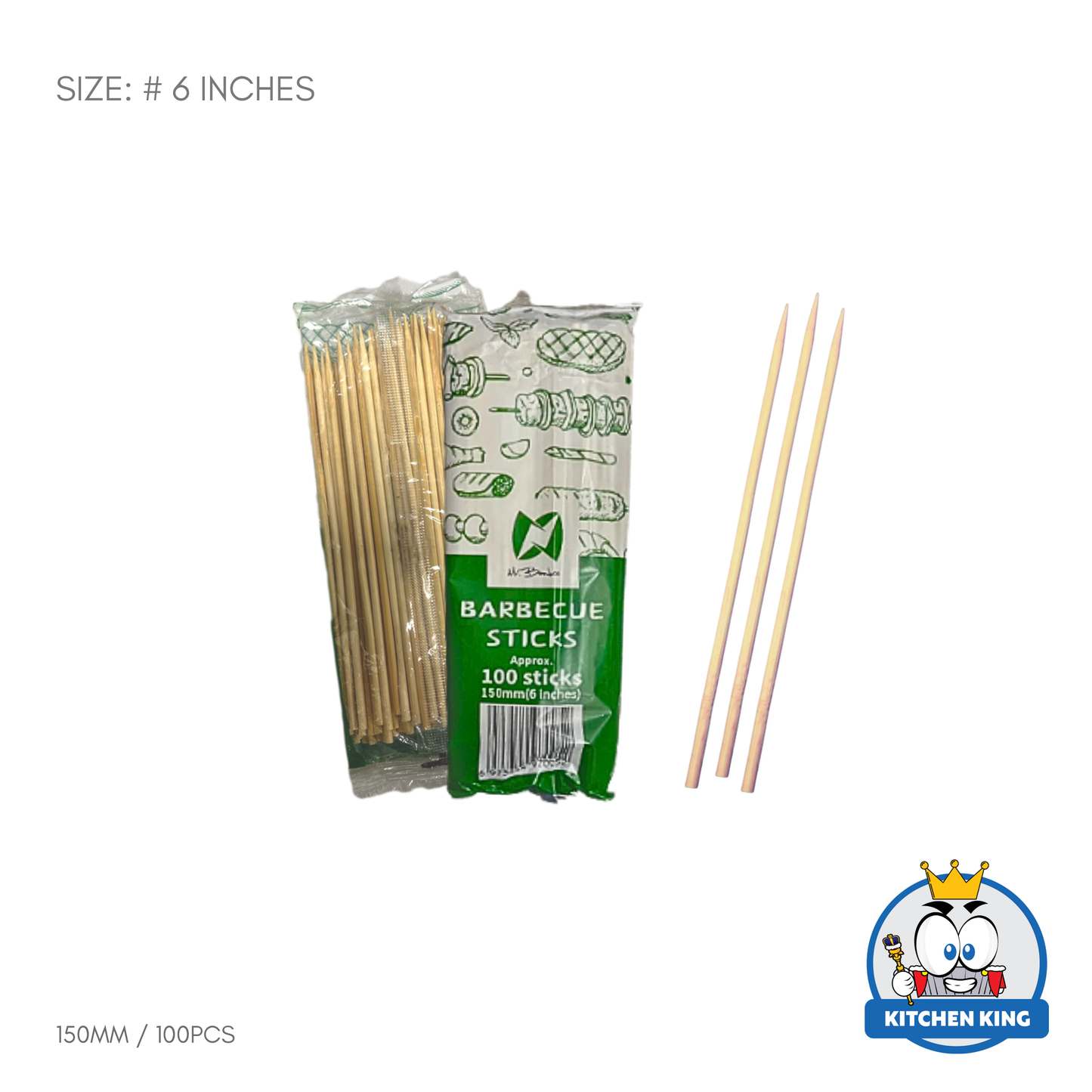 Bamboo Skewers / Barbeque Sticks - Round (Packed by 100's)