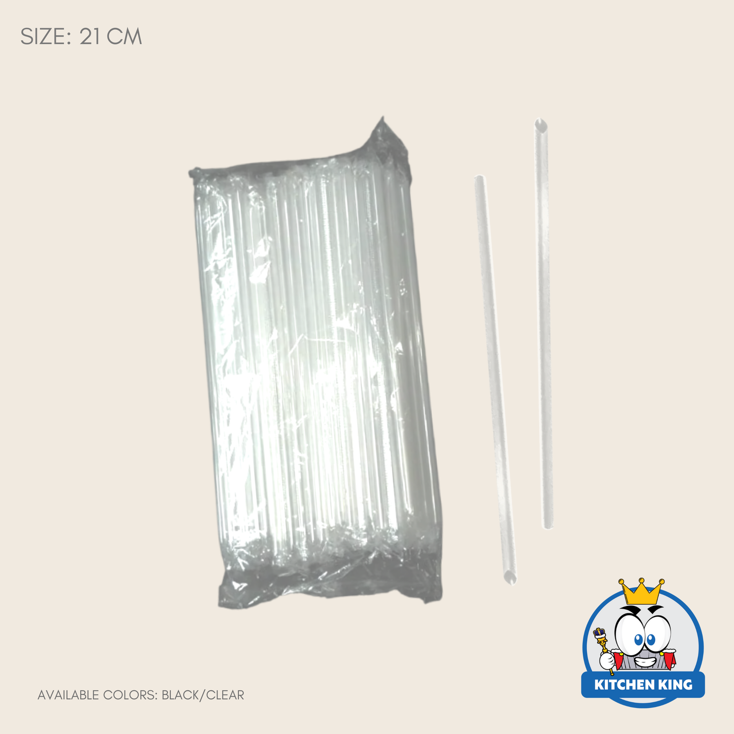 Thin Straw | Juice Straw Black/Clear - Individually Packed by 100's