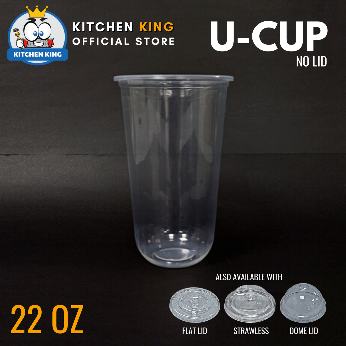 Milk Tea Cups U-CUP 22oz Flat Lid / Strawless Lid / Dome Lid (50pcs)