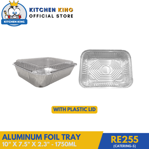 Aluminum Tray - Catering Small 1750ml (RE255) with Plastic Lid