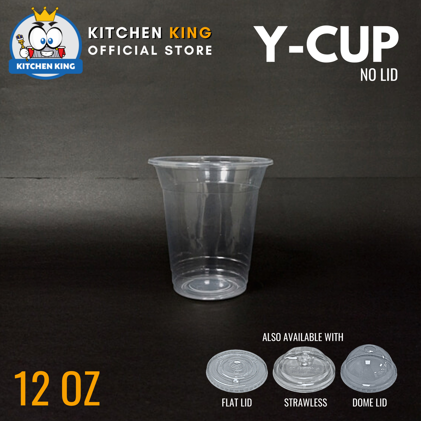 Milk Tea Cups Y-CUP 12oz Flat Lid / Strawless Lid / Dome Lid (50pcs)