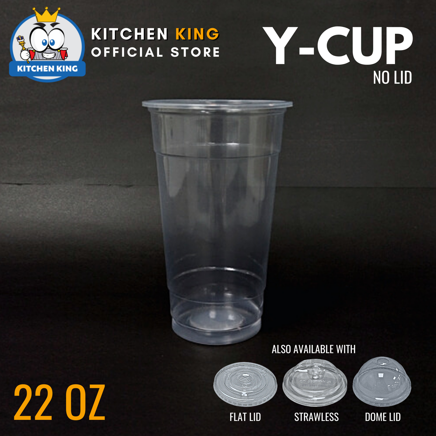 Milk Tea Cups Y-CUP 22oz Flat Lid / Strawless Lid / Dome Lid (50pcs)