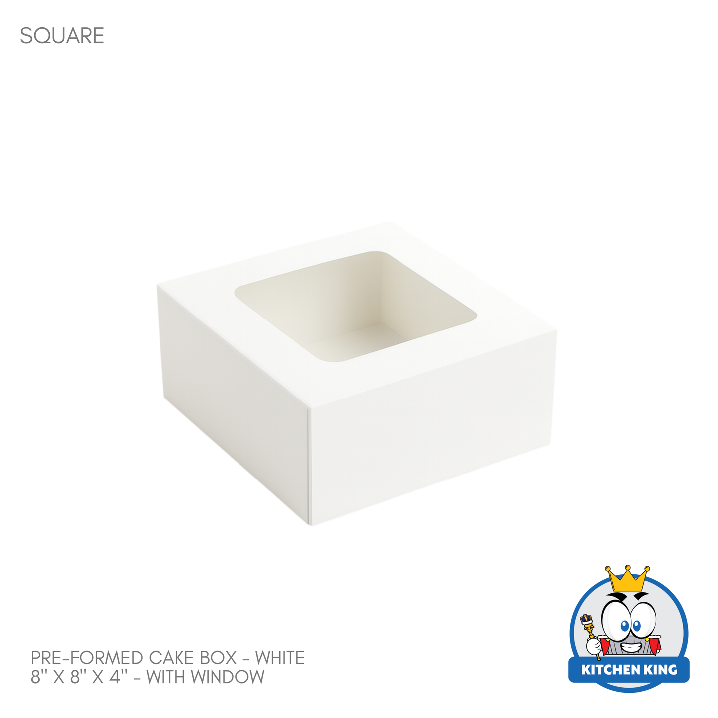 Pre-formed Cake Box with Window (Square Box) - 8" x 8" x 4"