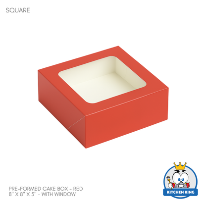 Pre-formed Cake Box with Window (Square Box) - 8" x 8" x 5"
