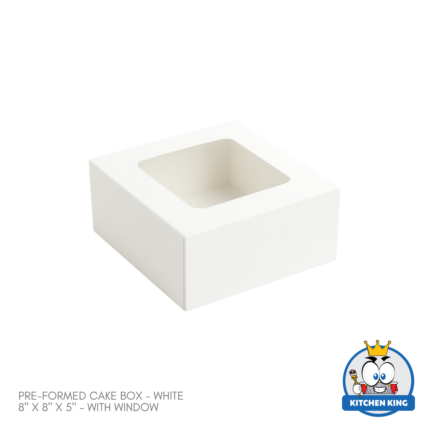 Pre-formed Cake Box with Window (Square Box) - 8" x 8" x 5"
