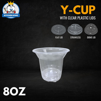 Milk Tea Cups Y-CUP 8oz Flat Lid / Strawless Lid / Dome Lid (50pcs) (Copy) (Copy)