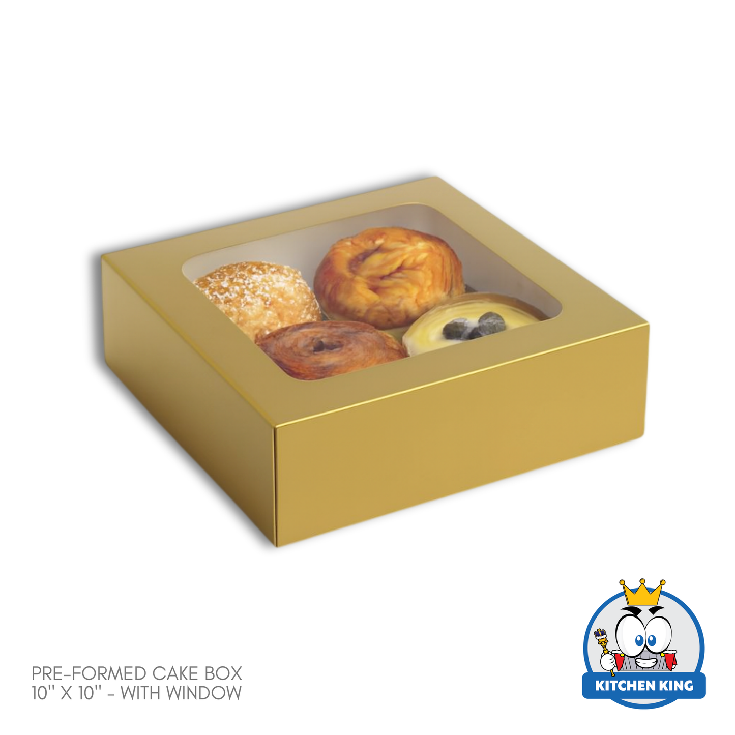 Pre-formed Cake Box with Window (Square Box) - 10" x 10" x 5"