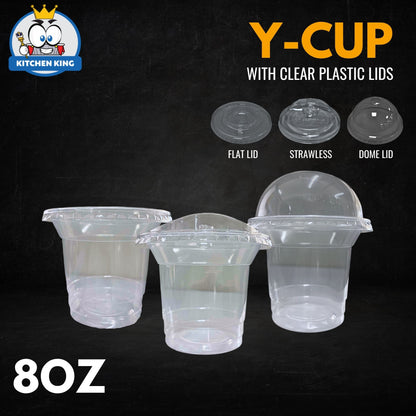 Milk Tea Cups Y-CUP 8oz Flat Lid / Strawless Lid / Dome Lid (50pcs) (Copy) (Copy)