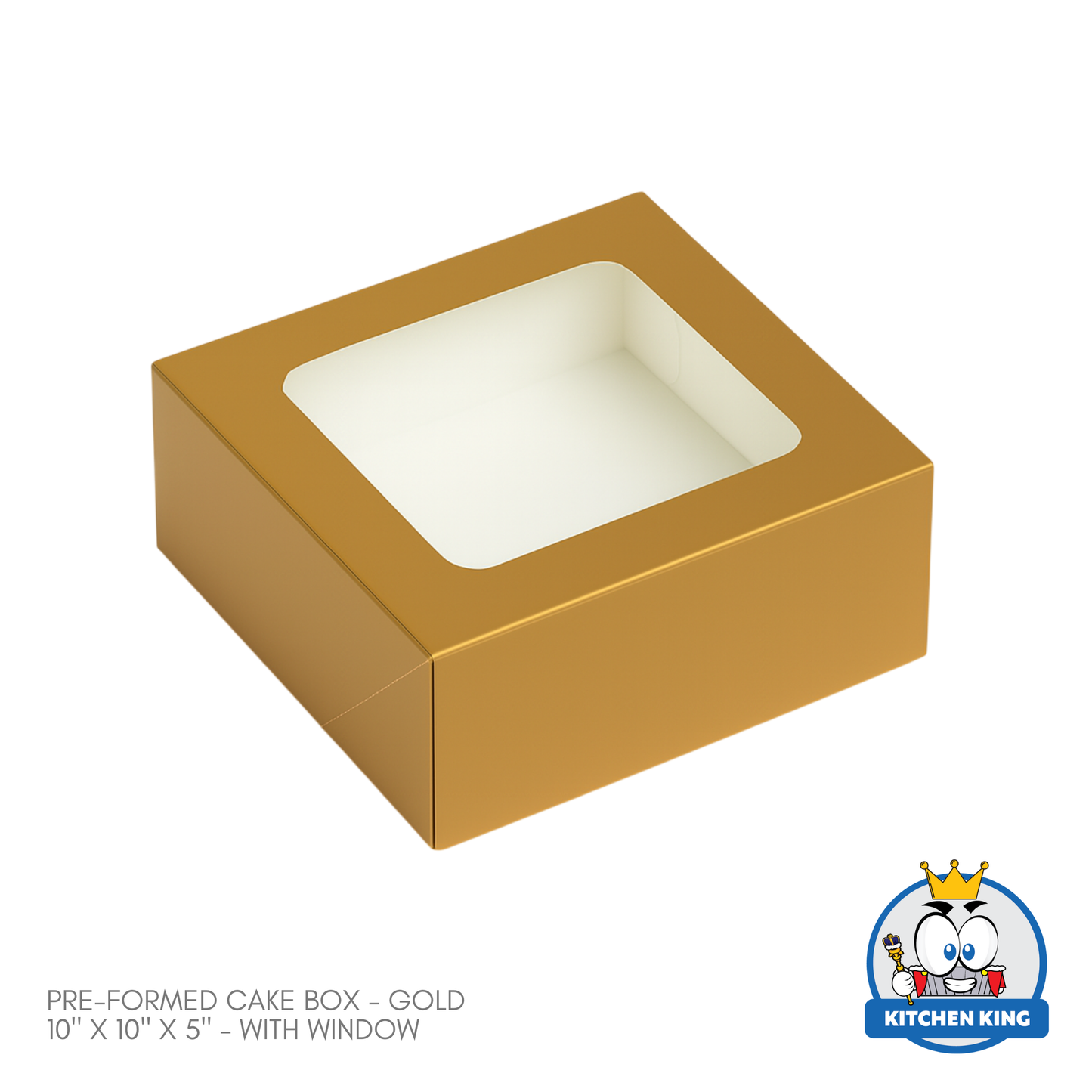 Pre-formed Cake Box with Window (Square Box) - 10" x 10" x 5"