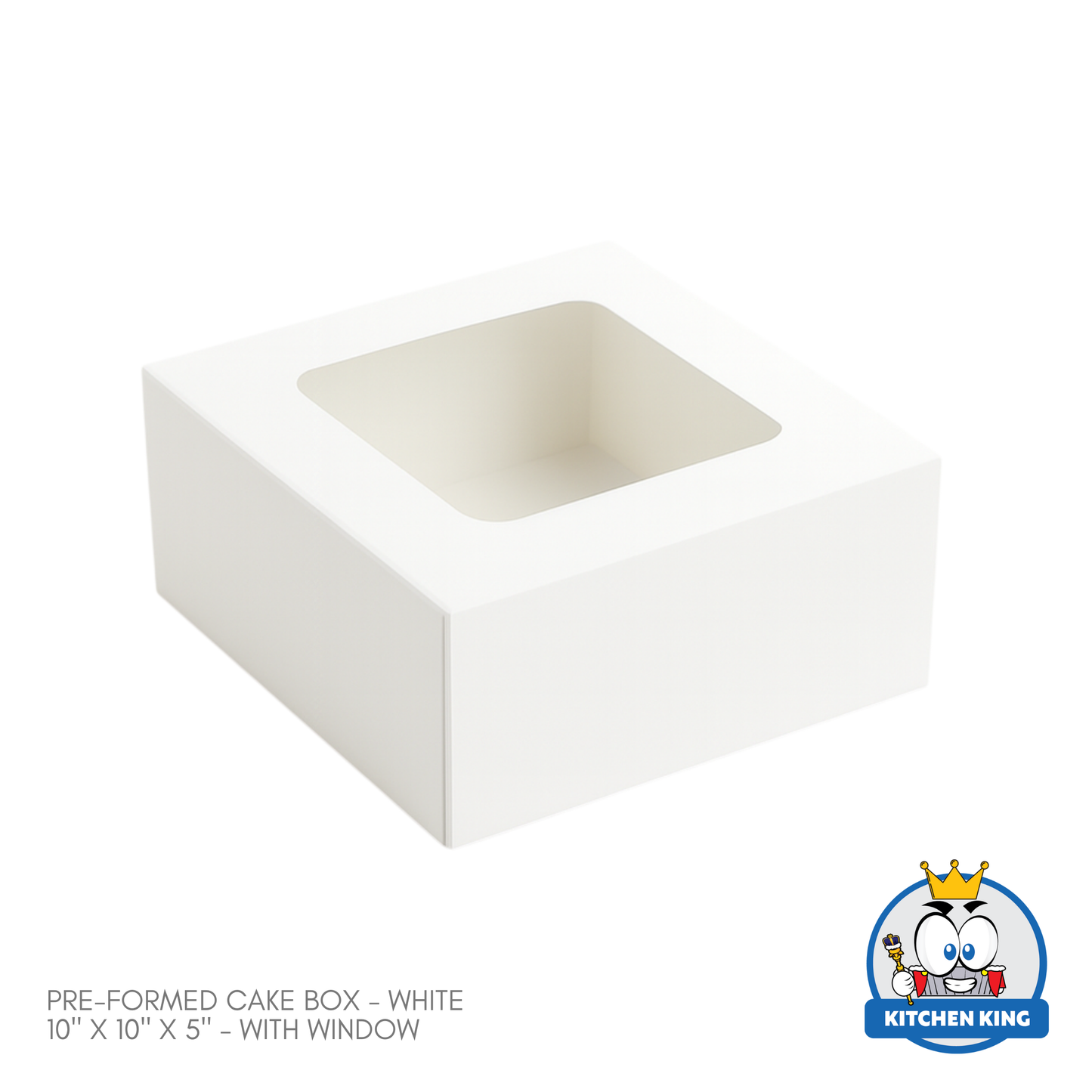 Pre-formed Cake Box with Window (Square Box) - 10" x 10" x 5"