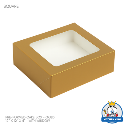 Pre-formed Cake Box with Window (Pastry Box) - 12" x 12" x 4"