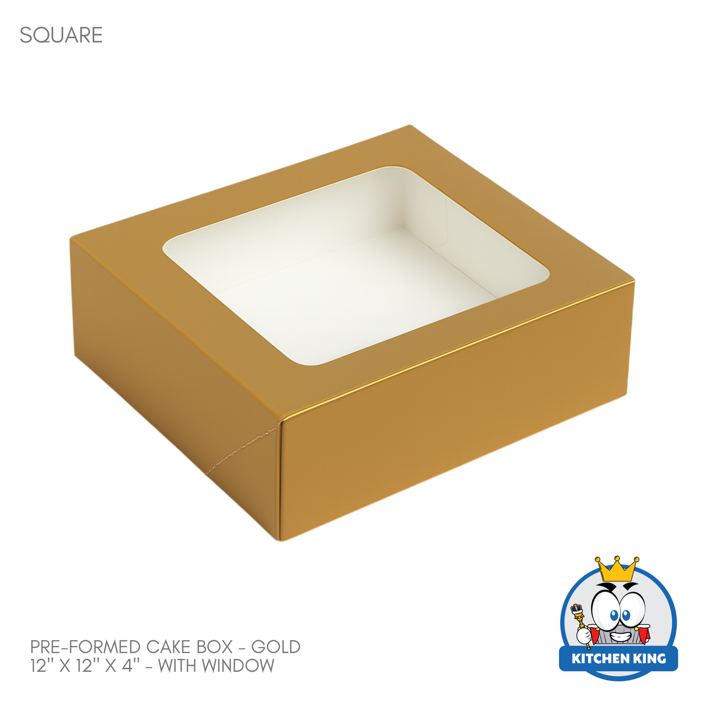 Pre-formed Cake Box with Window (Pastry Box) - 12" x 12" x 4"