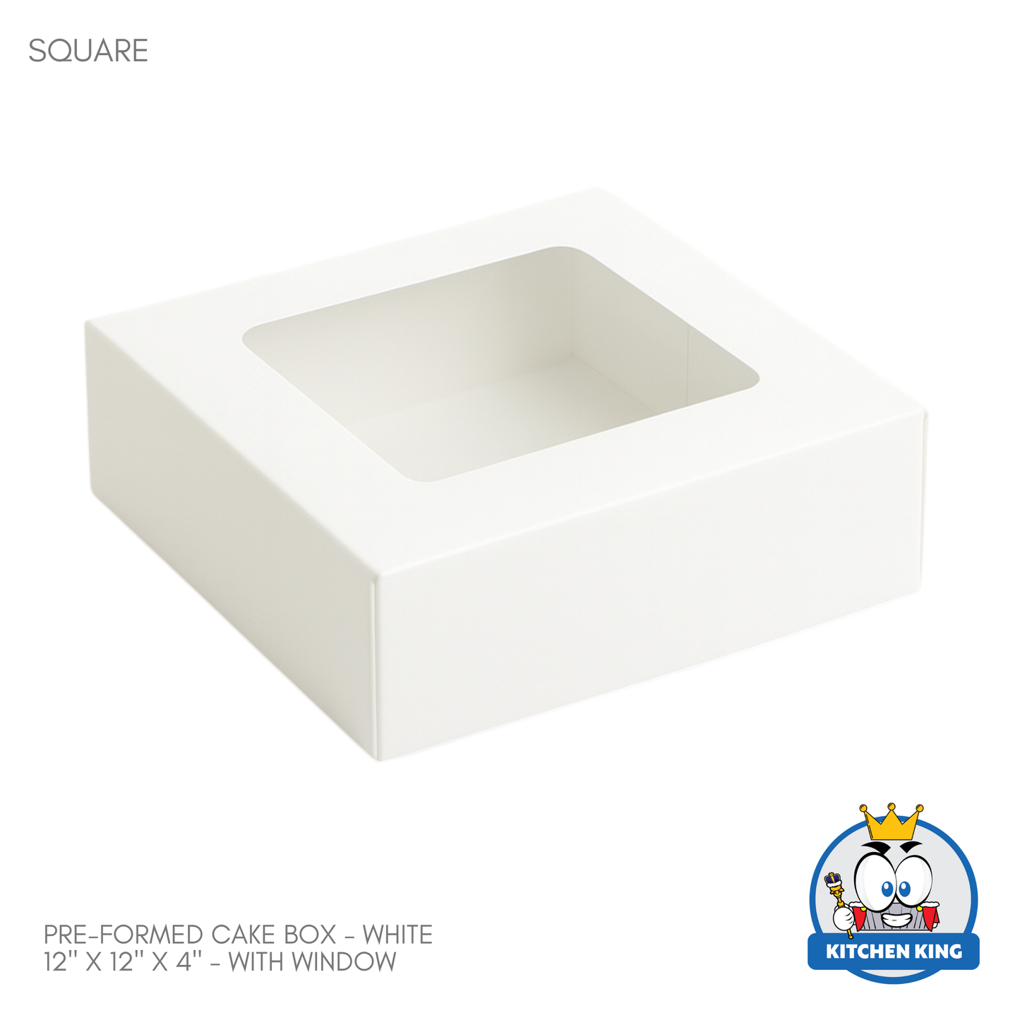 Pre-formed Cake Box with Window (Pastry Box) - 12" x 12" x 4"