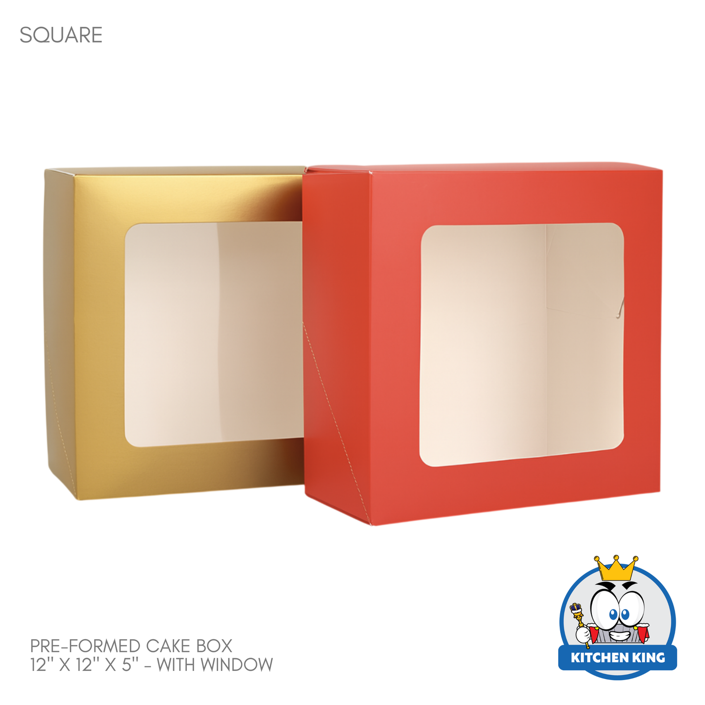 Pre-formed Cake Box with Window (Pastry Box) - 12" x 12" x 5"