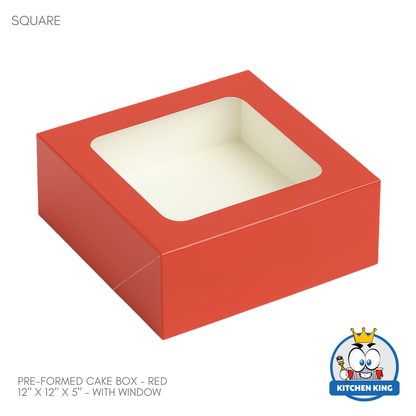 Pre-formed Cake Box with Window (Pastry Box) - 12" x 12" x 5"