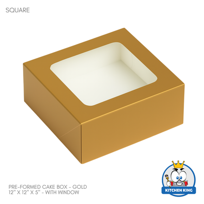 Pre-formed Cake Box with Window (Pastry Box) - 12" x 12" x 5"