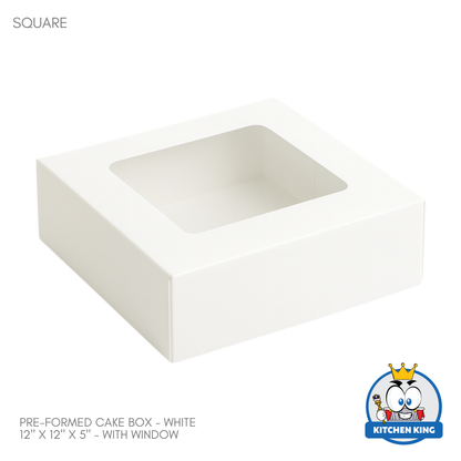 Pre-formed Cake Box with Window (Pastry Box) - 12" x 12" x 5"