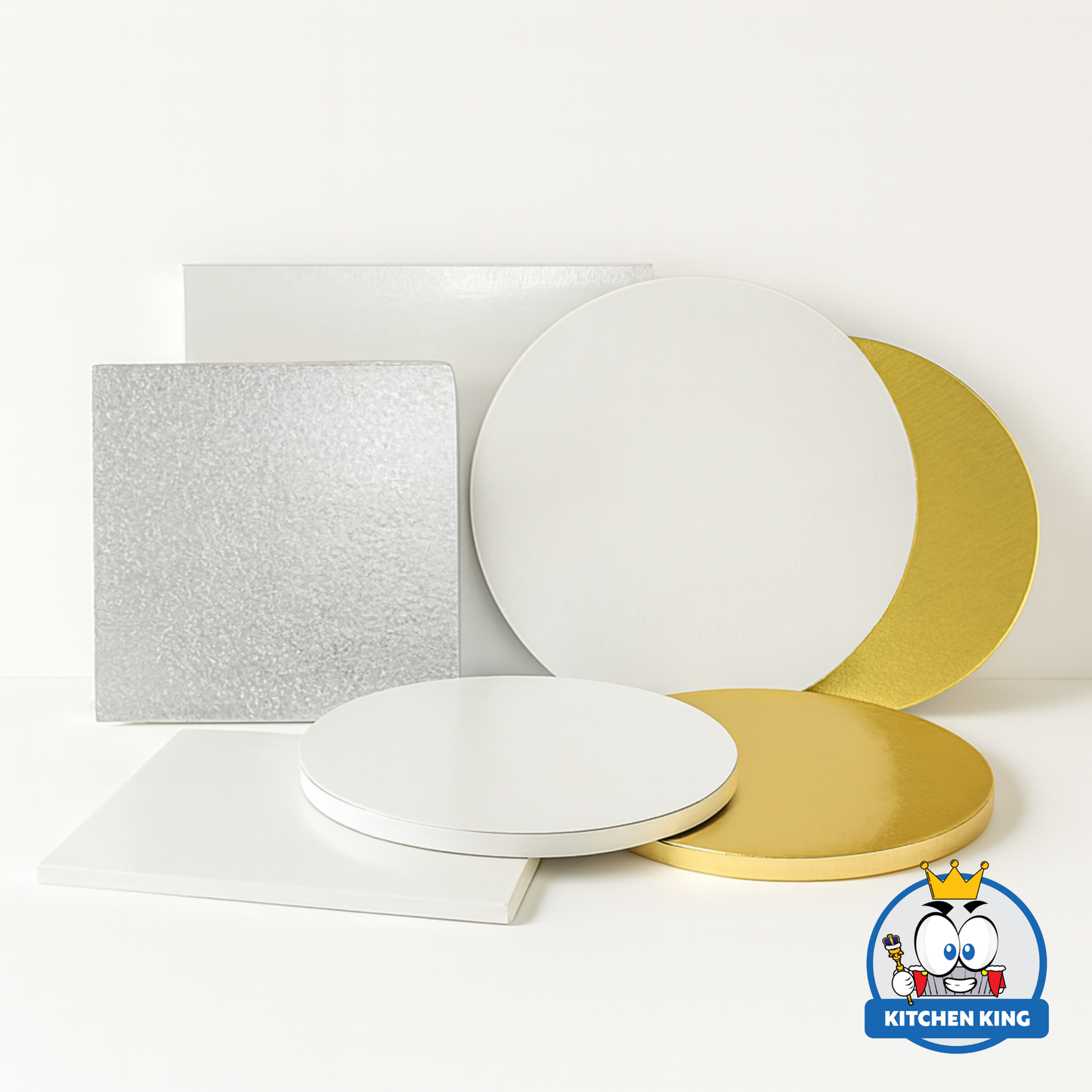 Cake Drum Square 12 inches - White | Silver