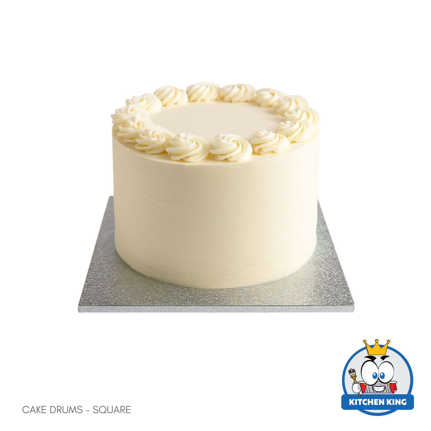 Cake Drum Square 10 inches - White | Silver