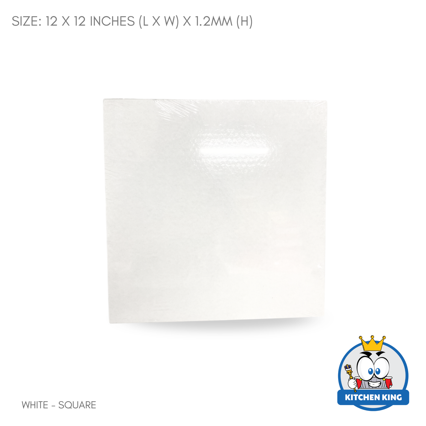 Cake Drum Square 12 inches - White | Silver