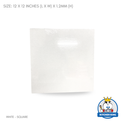 Cake Drum Square 12 inches - White | Silver