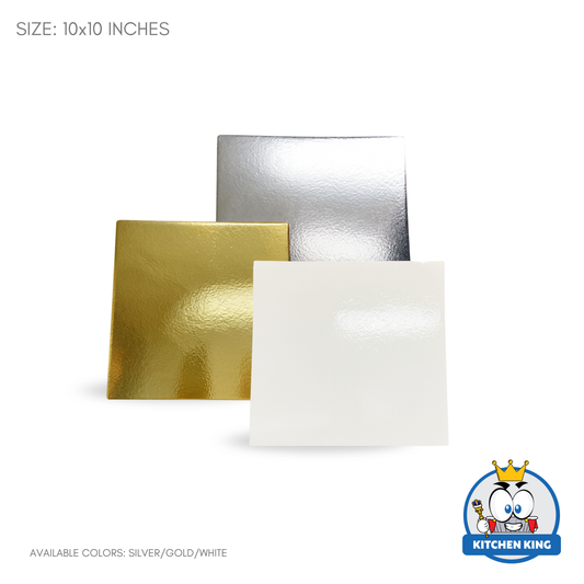 Cake Board Square 10 inches - Gold | White | Silver (By 10's)
