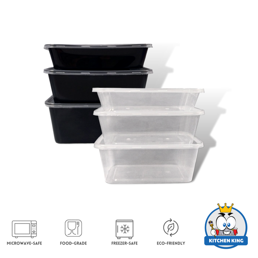 Microwaveable Rectangular Plastic Container (By 10's)