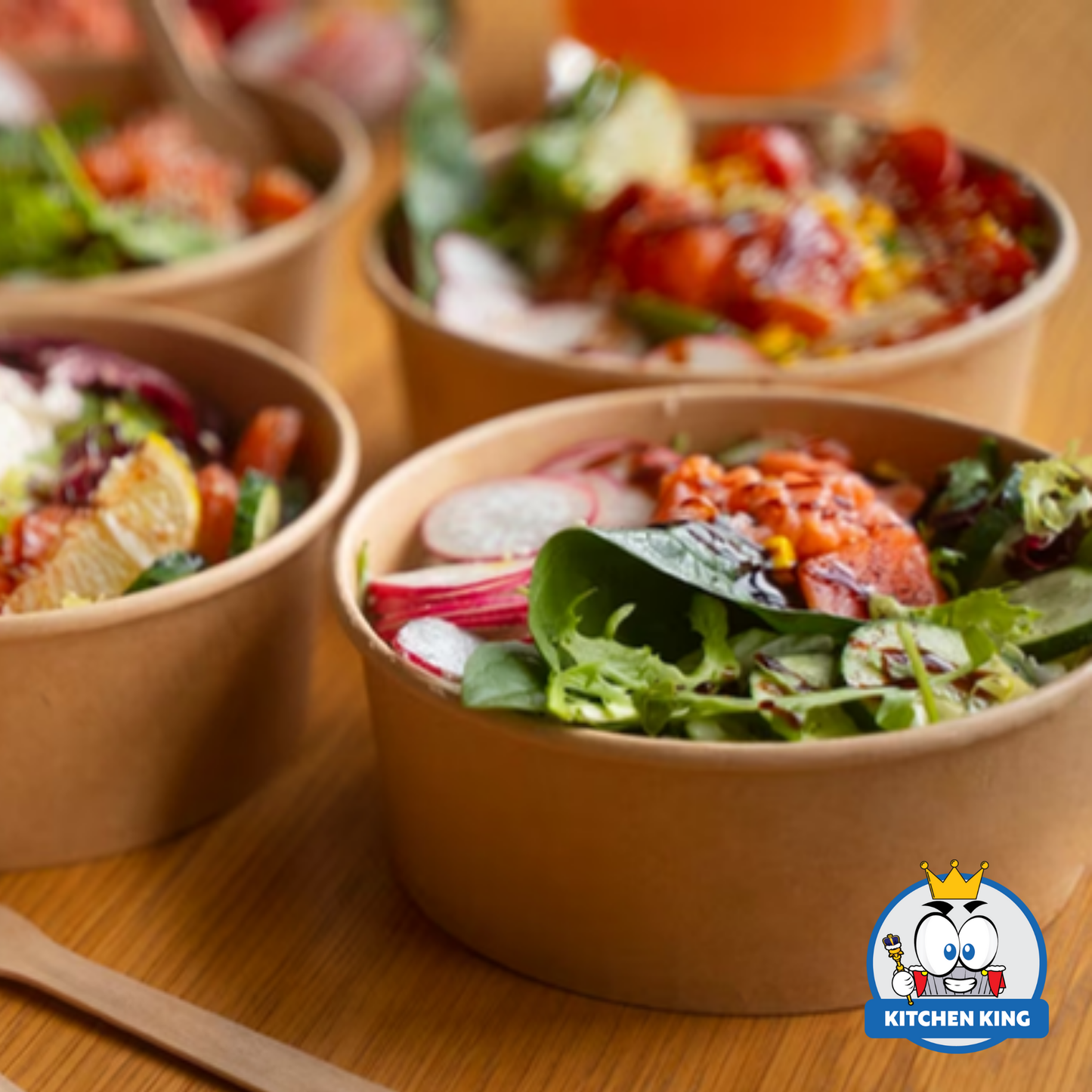 Kraft Salad Bowl With Plastic Lid (By 10's)