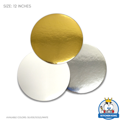 Cake Board Round 12 inches - Gold | White | Silver (By 10's)