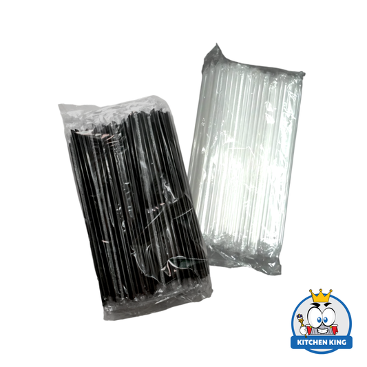 Thin Straw | Juice Straw Black/Clear - Individually Packed by 100's