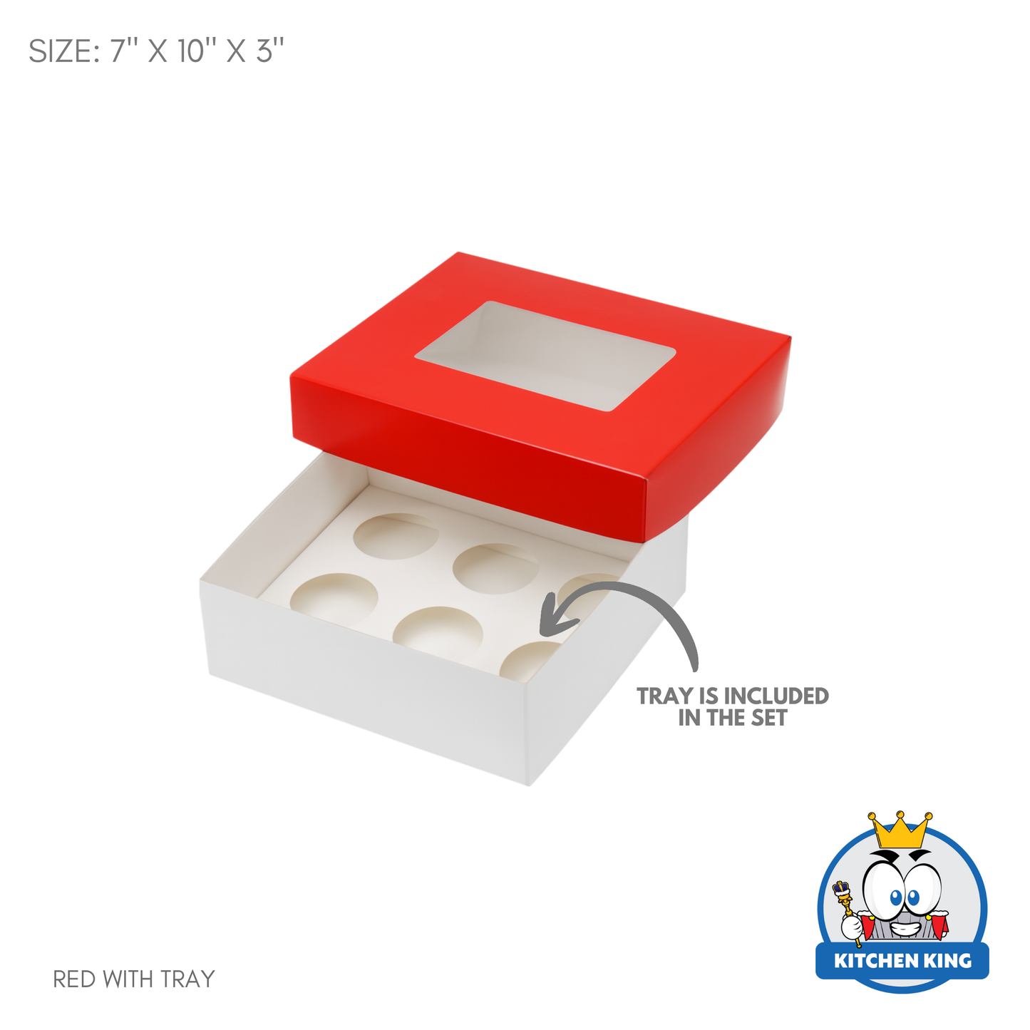 Cupcake Box with Tray (6 Slots) - 7" x 10" x 3"