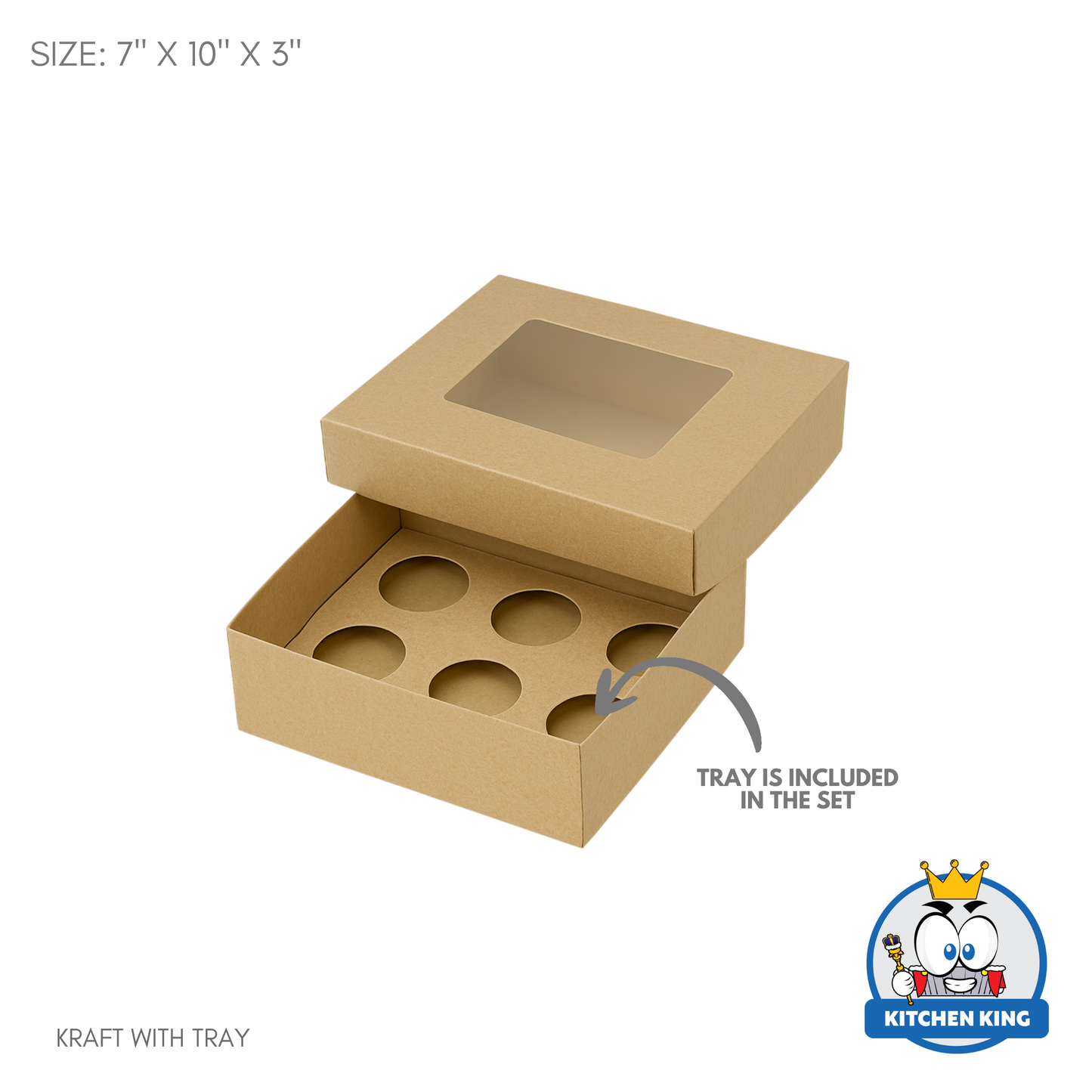 Cupcake Box with Tray (6 Slots) - 7" x 10" x 3"