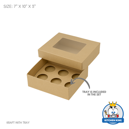Cupcake Box with Tray (6 Slots) - 7" x 10" x 3"