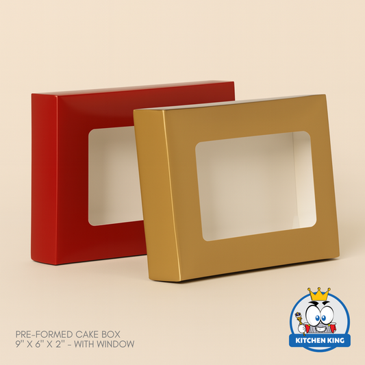 Pre-formed Cake Box with Window (Brownie Box) - 9" x 6" x 2"
