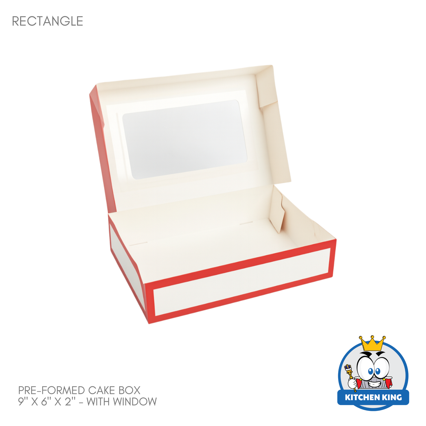 Pre-formed Cake Box with Window (Brownie Box) - 9" x 6" x 2"