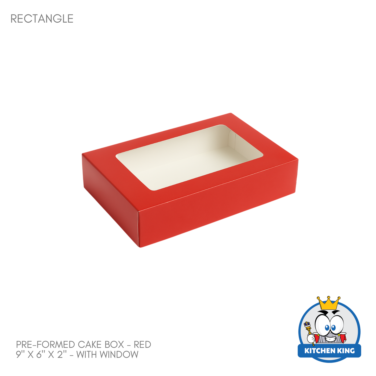 Pre-formed Cake Box with Window (Brownie Box) - 9" x 6" x 2"