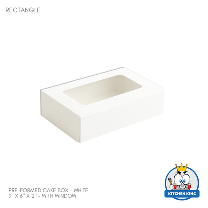 Pre-formed Cake Box with Window (Brownie Box) - 9" x 6" x 2"