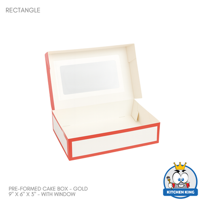 Pre-formed Cake Box with Window (Brownie Box) - 9" x 6" x 3"