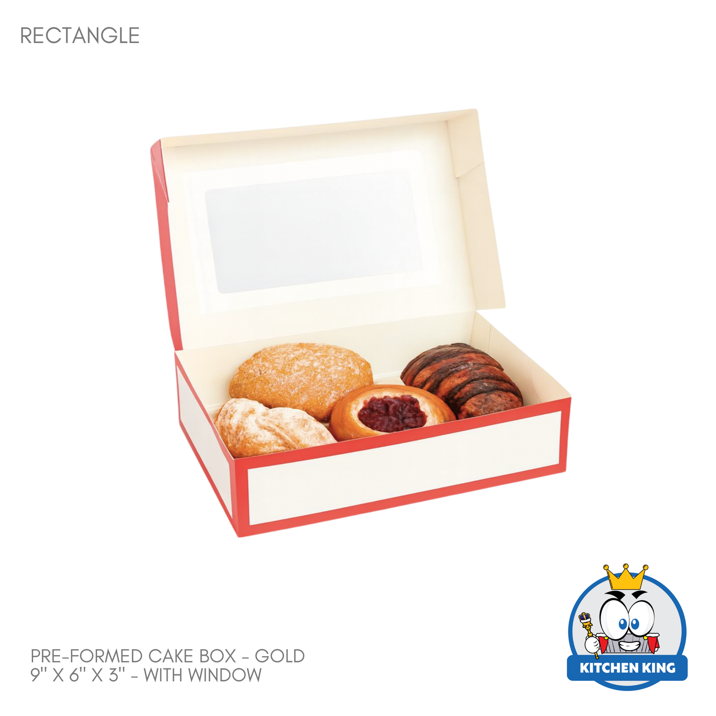 Pre-formed Cake Box with Window (Brownie Box) - 9" x 6" x 3"