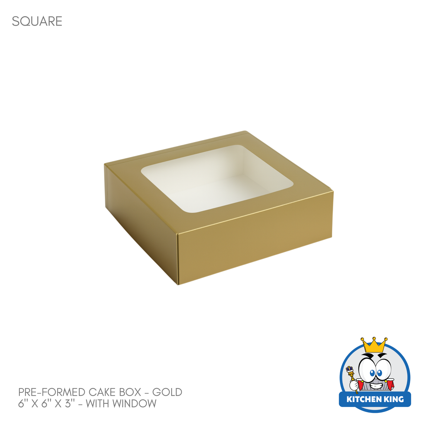 Pre-formed Cake Box with Window (Square Box) - 6" x 6" x 3"