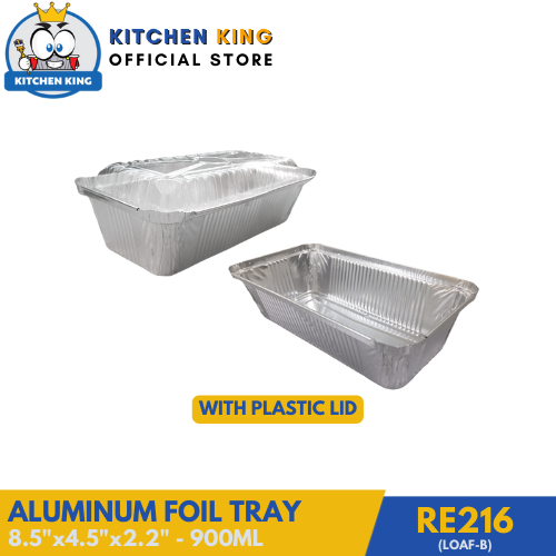 Aluminum Tray - Loaf Big 900ml (RE216) with Plastic Lid