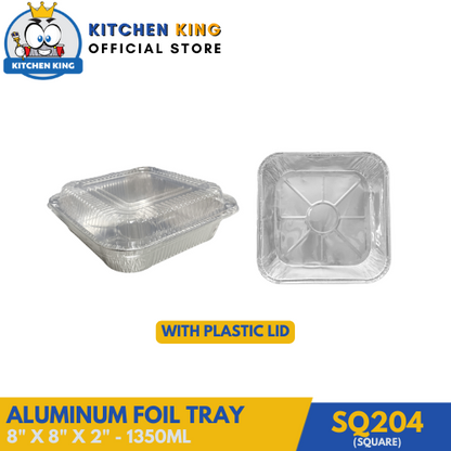 Aluminum Tray - Square Pan 1350ml (SQ204) with Plastic Lid