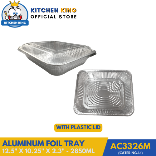 Aluminum Tray - Catering Large-1 2850ml (AC3326M) with Plastic Lid