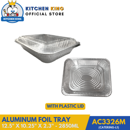 Aluminum Tray - Catering Large-1 2850ml (AC3326M) with Plastic Lid